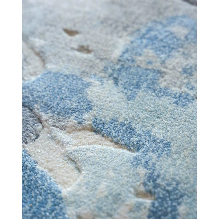 Exquisite Rugs Gianni Handmade Hand Loomed Wool/Bamboo Silk Blues/Silver/Ivory Area Rug