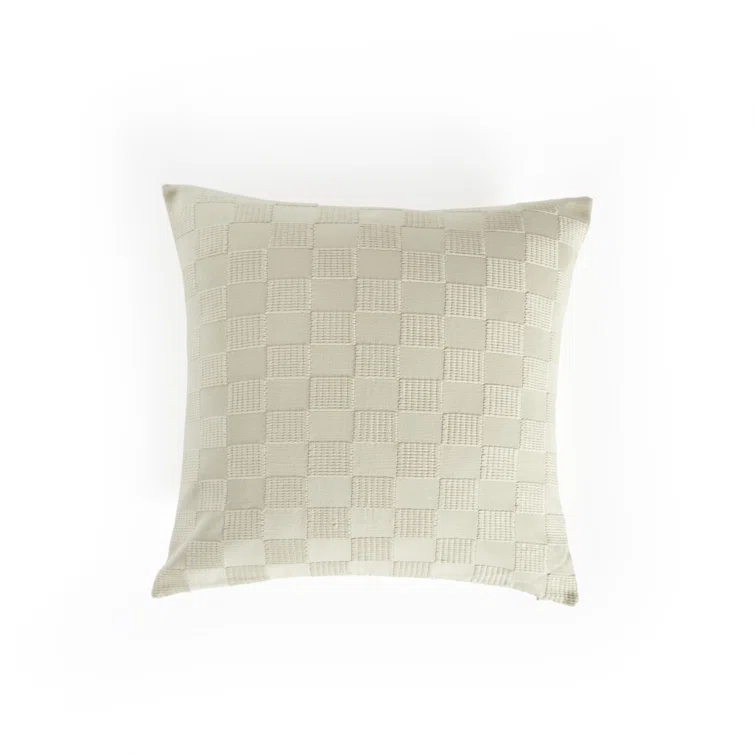 HANDWOVEN CHECKED Checkered Cotton Reversible Throw Pillow