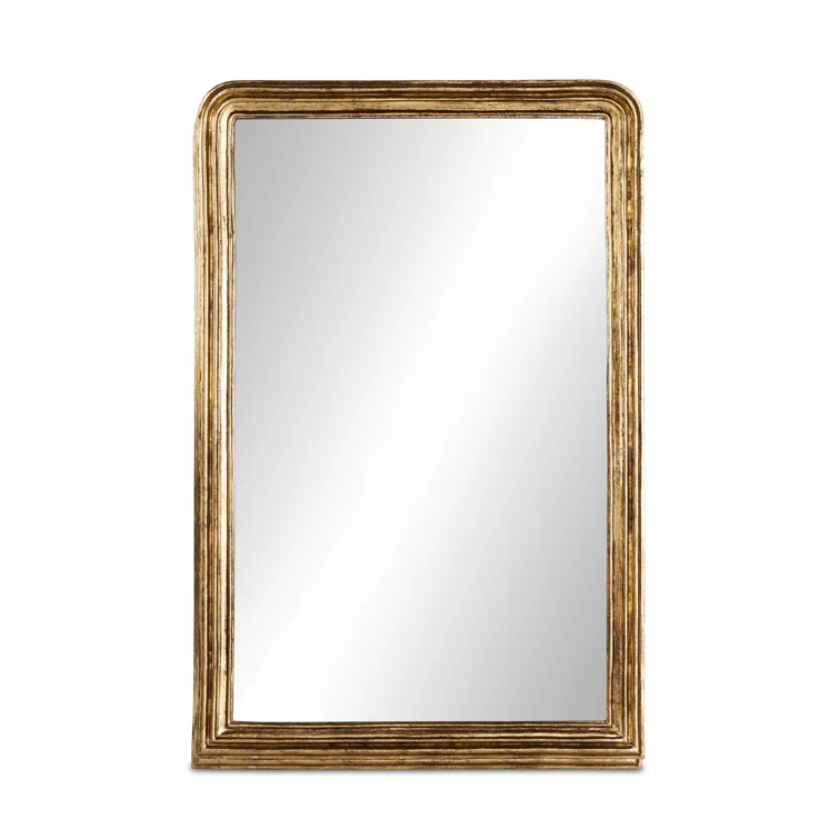 Rectangular Gold Leaf Wood Wall Mirror