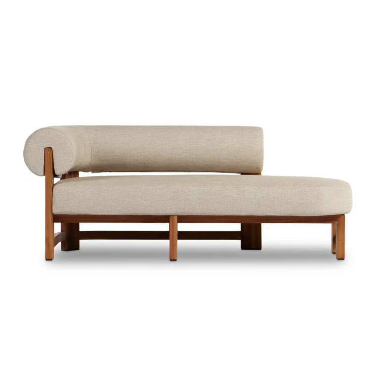 Malta Teak and Olefin Outdoor Chaise Lounge