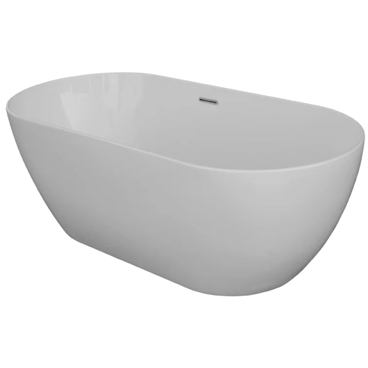 58" x 30" Freestanding Soaking Acrylic Bathtub