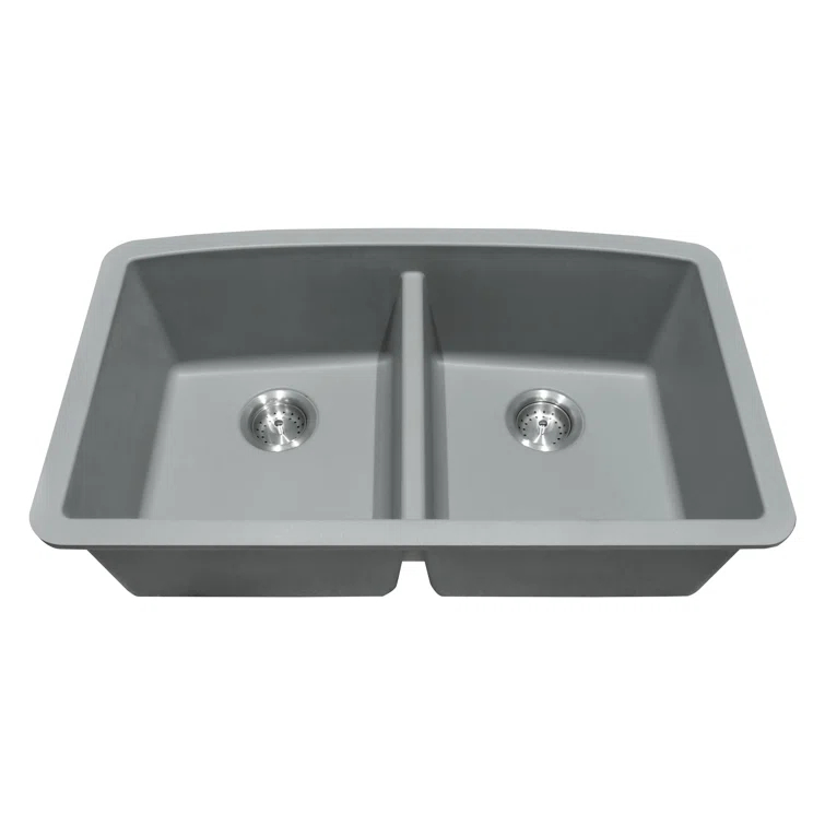 Quartz 32"x19" Undermount 50/50 Double Bowl Kitchen Sink