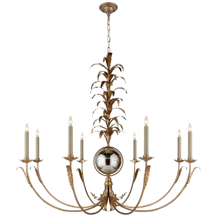 Gramercy Antique Mirror and Gilded Iron 8-Light Chandelier