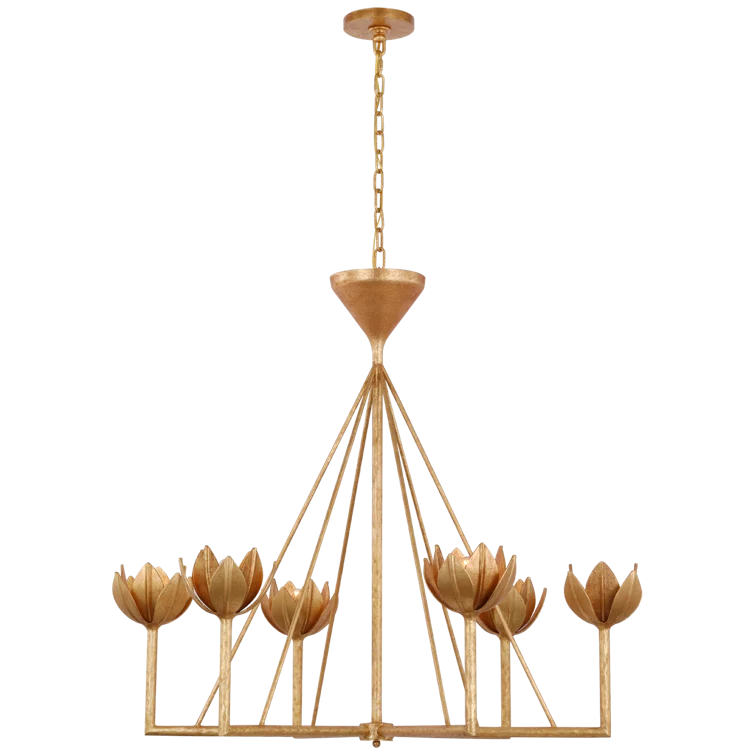 Alberto Antique Gold Leaf 6-Light Floral Chandelier