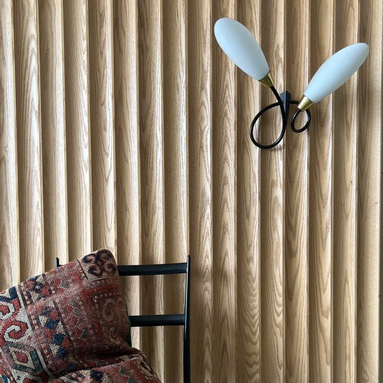 TIMELINE Fluted Solid Oak Scallop 5.625 x 72” Real Wood Slat Wall Paneling - 4 brds