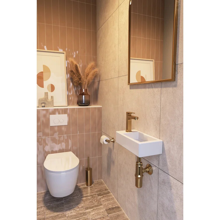 Liberty 14.57'' x 7'' Vitreous China Rectangular Wall Mount Bathroom Sink with Left Faucet Hole for Small Space
