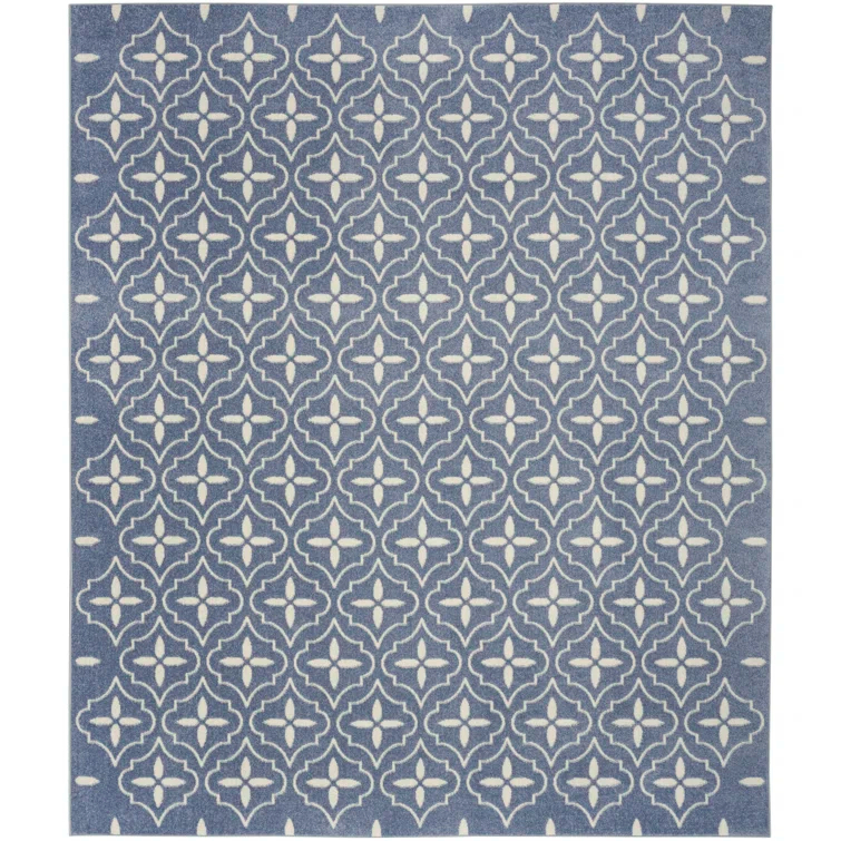Nourison Essentials Blue/Ivory Indoor/Outdoor Area Rug