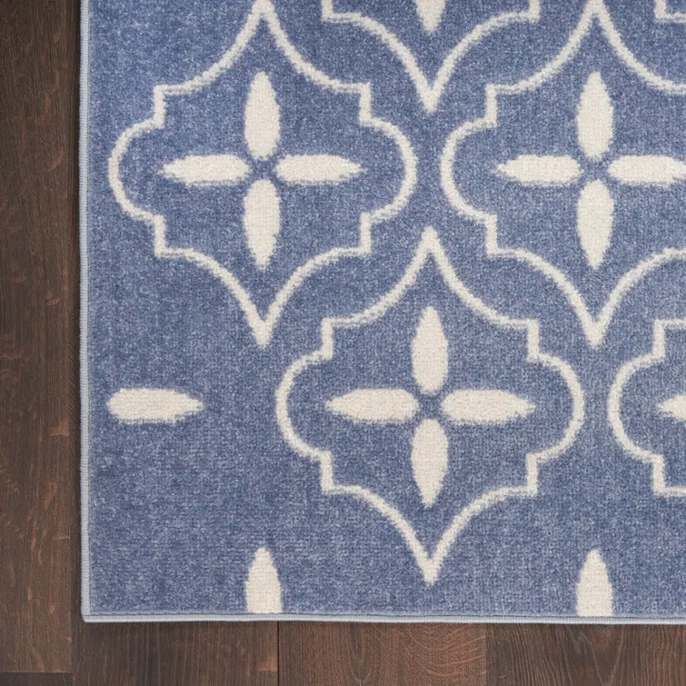Nourison Essentials Blue/Ivory Indoor/Outdoor Area Rug
