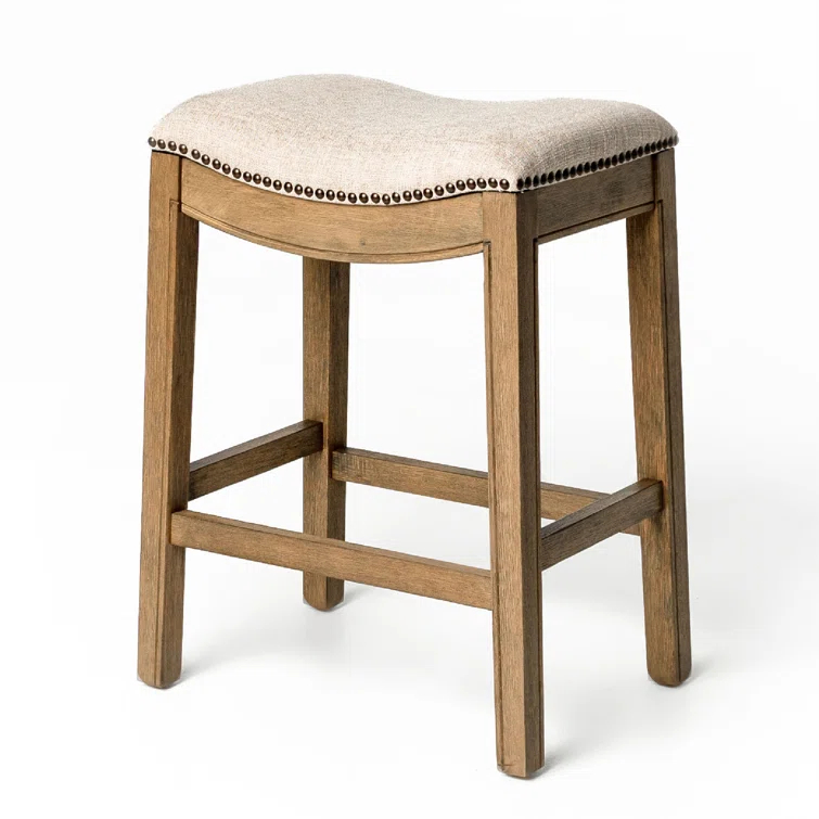 Maven Lane Maven Lane Adrien Backless Saddle Kitchen Stool with Fabric Upholstery