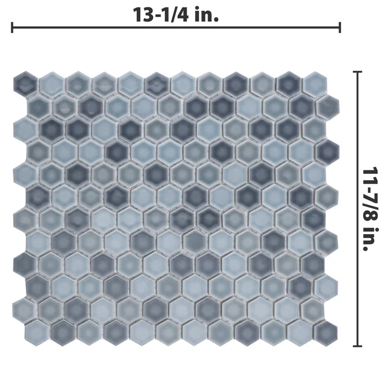 Hudson 1" Hex 11-7/8 " x 13-1/4 " Porcelain Mosaic Floor and Wall Tile