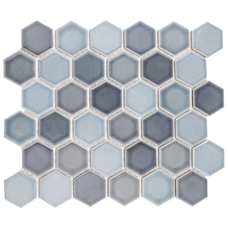 Merola Tile Hudson Due 2" Hex 10-7/8 " x 12-5/8 " Porcelain Mosaic Floor and Wall Tile