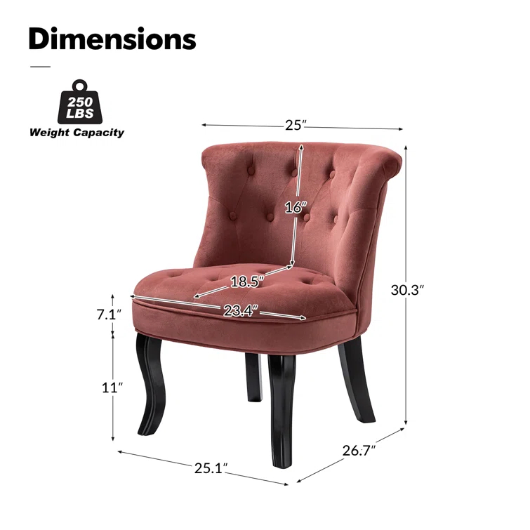 Grenier Traditional Velvet Upholstered Wingback Side Chair with Button-Tufted