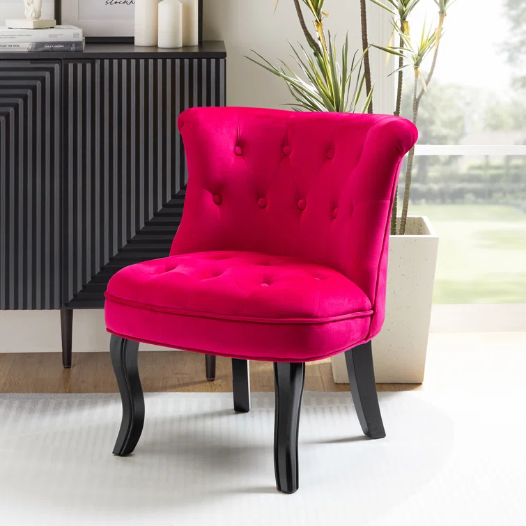 Grenier Traditional Velvet Upholstered Wingback Side Chair with Button-Tufted