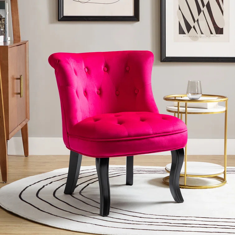 Grenier Traditional Velvet Upholstered Wingback Side Chair with Button-Tufted