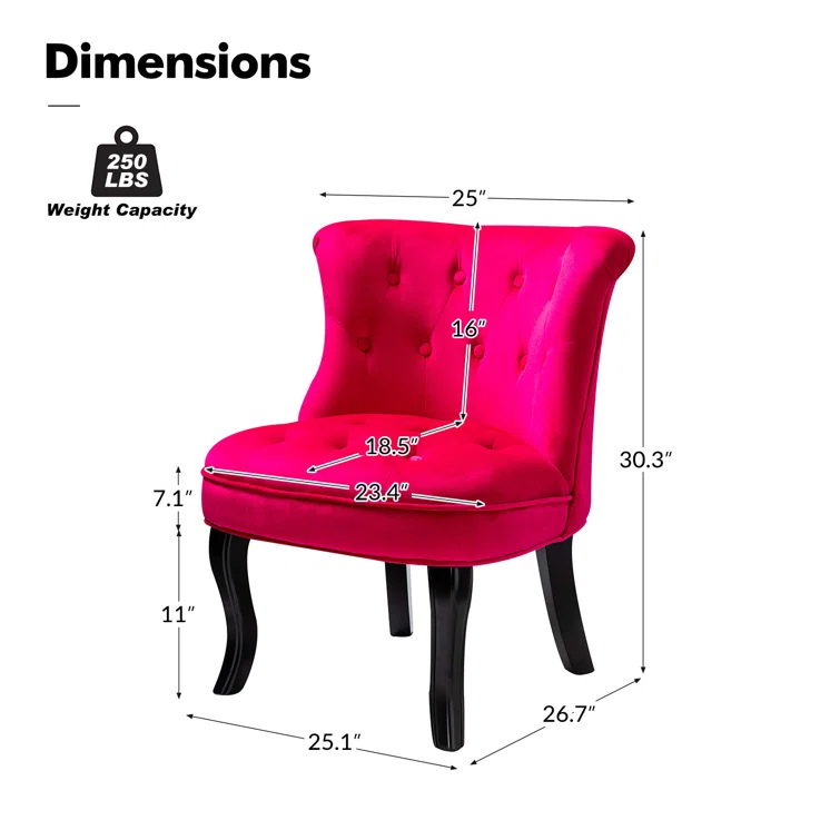Grenier Traditional Velvet Upholstered Wingback Side Chair with Button-Tufted