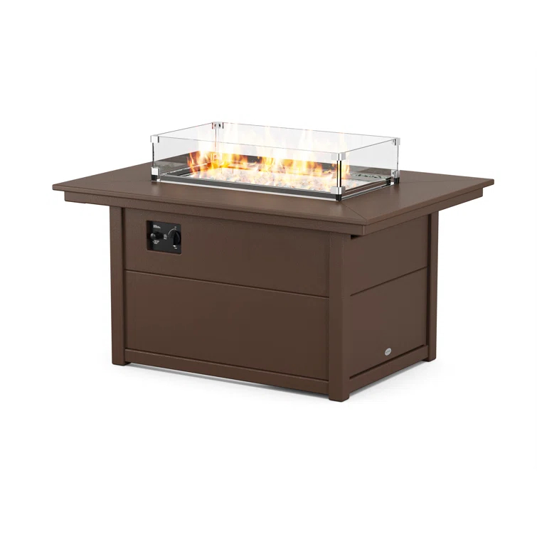 Rectangle Polyresin Smokeless Fire Pit Table with Hidden Fuel Tank