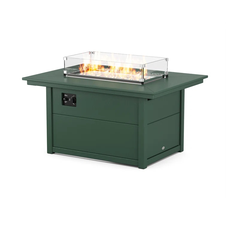Rectangle Polyresin Smokeless Fire Pit Table with Hidden Fuel Tank