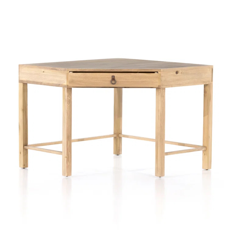 Fulton Dry Wash Poplar Modular Corner Desk with Iron and Leather Accents