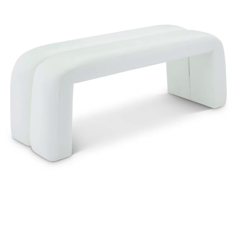 Wrought Studio™ Ishanjeet Arc Vegan Leather Upholstered Bench