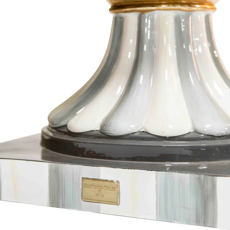 Handmade Gray and White Fiberglass Pedestal Urn