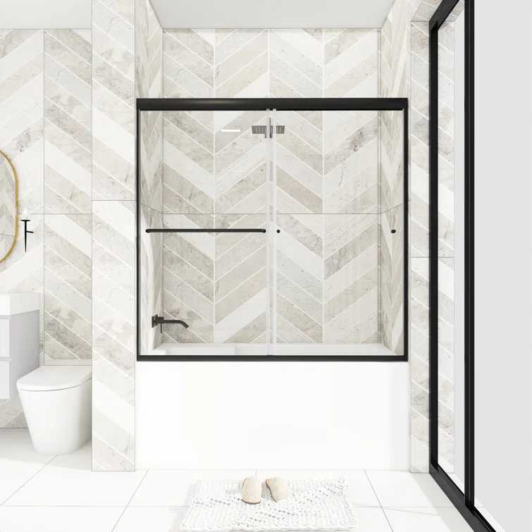 60" W x 58" H Double Sliding Framed Tub Door