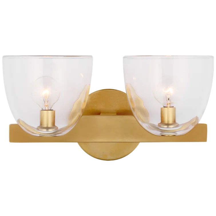 Antique Brass Double Frosted Glass Vanity Wall Sconce