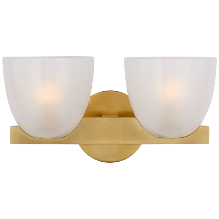 Antique Brass Double Frosted Glass Vanity Wall Sconce