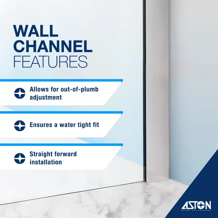 Elyse XL 34 in. W x 80 in. H Fixed Frameless Shower Door with Clear Star Cast Glass