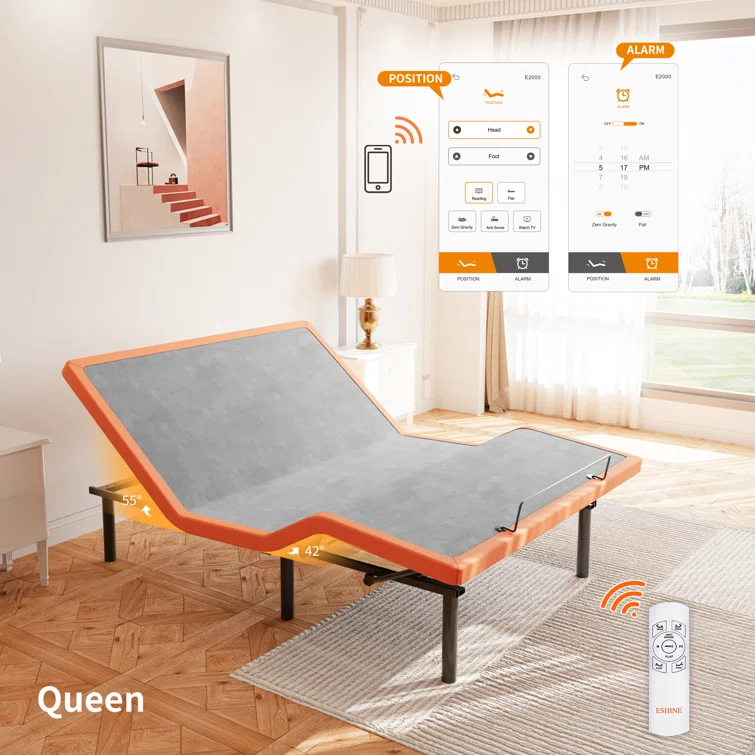E2000 Series Zero Gravity Adjustable Bed with Wireless Remote & App Control