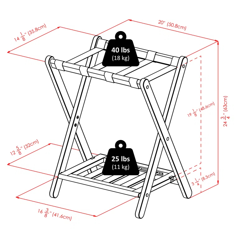Folding Wood Luggage Rack