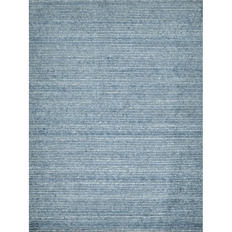 Kaza Rectangle Striped Hand Loomed Wool Area Rug in Blue