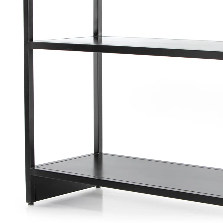 Modern Arched Black Iron Etagere Bookcase 39.5" W