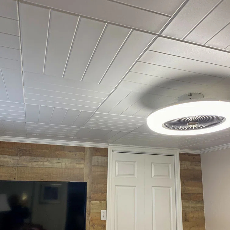 Bead Board 1.6 ft. x 1.6 ft. Polystyrene Glue-up Ceiling Tile