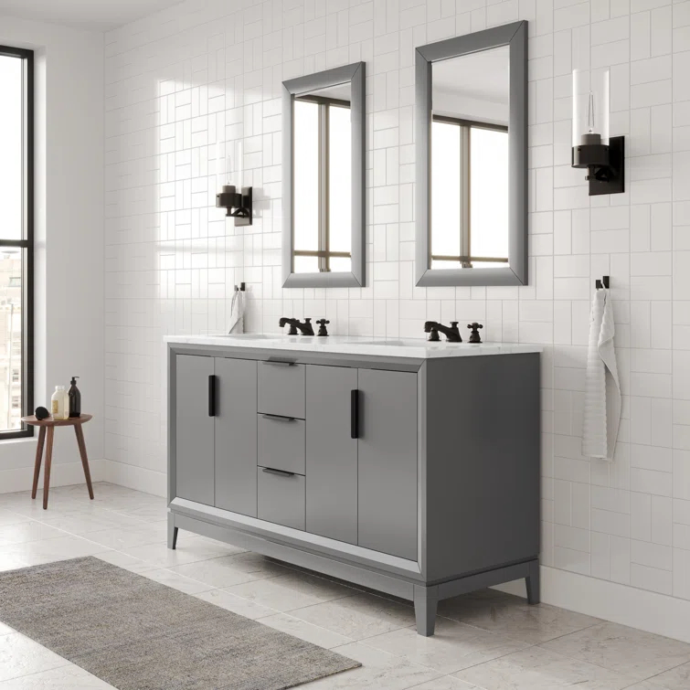 Elizabeth 60" Carrara Marble Countertop Bath Vanity