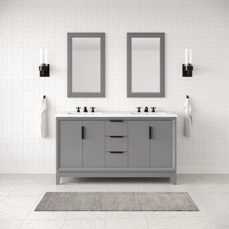 Elizabeth 60" Carrara Marble Countertop Bath Vanity