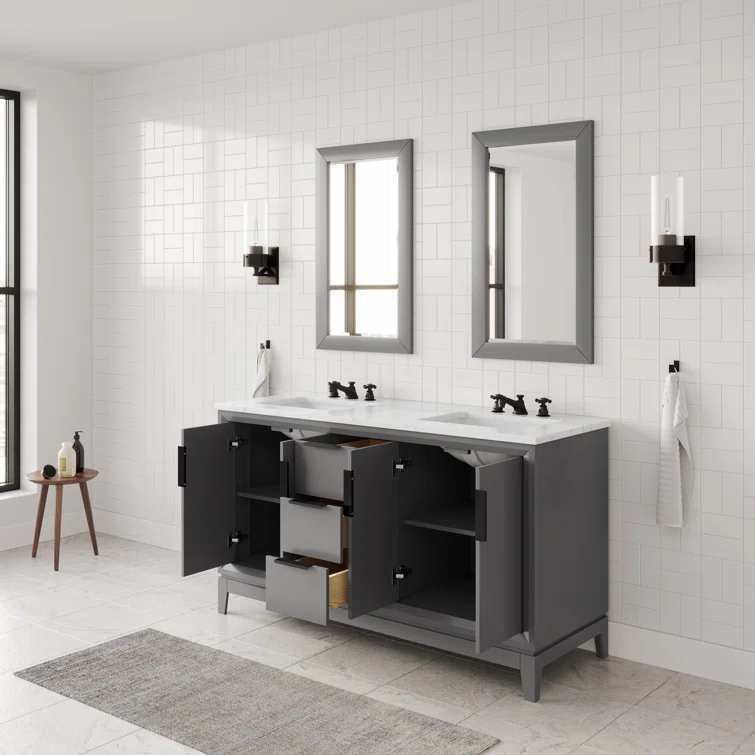 Elizabeth 60" Carrara Marble Countertop Bath Vanity