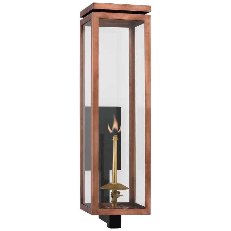 Tall Copper and Glass Outdoor Gas Lantern