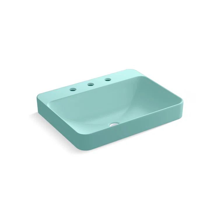 Vox® Vitreous China Rectangular Vessel Bathroom Sink with Overflow