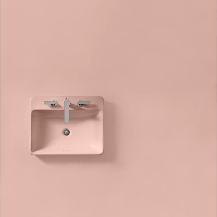Vox® Vitreous China Rectangular Vessel Bathroom Sink with Overflow