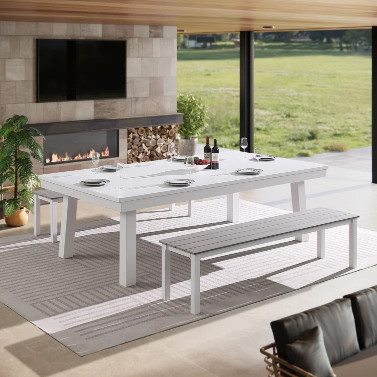 Oasis Outdoor/Indoor Slate Dining Pool Table w/ 2 Benches & Accessories