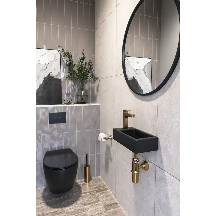 Liberty 14.57'' x 7'' Vitreous China Rectangular Wall Mount Bathroom Sink with Left Faucet Hole for Small Space