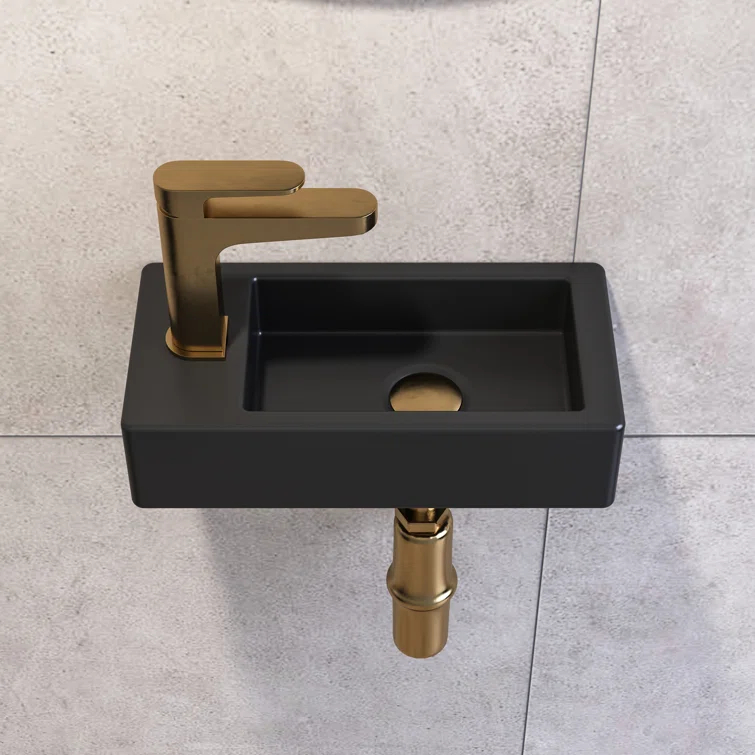 Liberty 14.57'' x 7'' Vitreous China Rectangular Wall Mount Bathroom Sink with Left Faucet Hole for Small Space