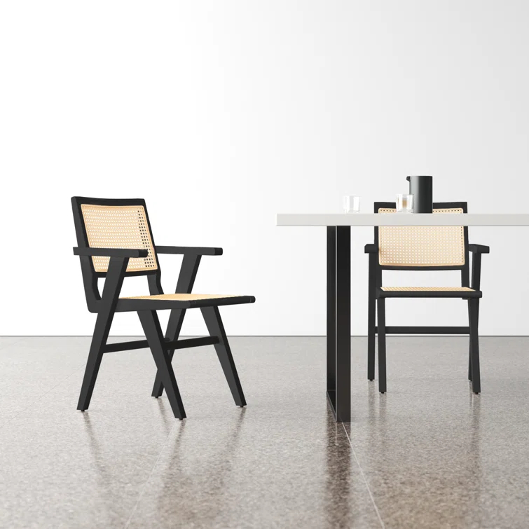 AllModern Atticus Cane Arm Chair (Set of 2)