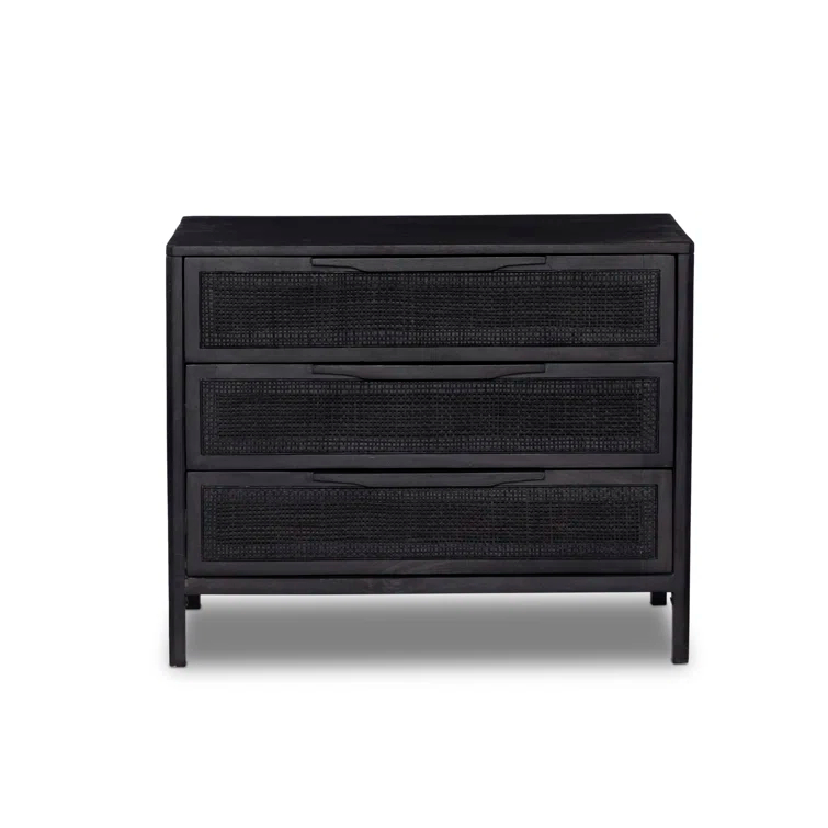 Hannah 3-Drawer Nightstand - Black