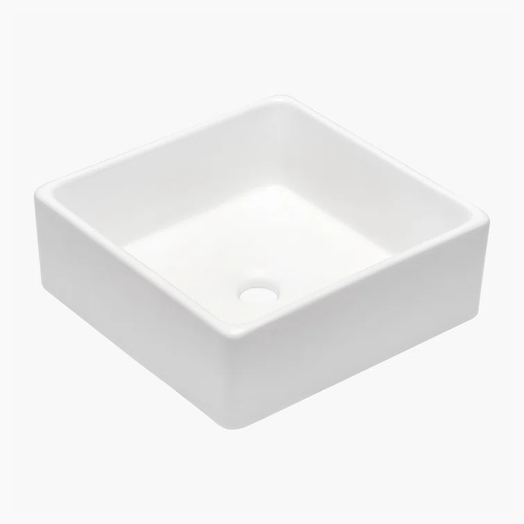 Hewei Hewei 15'' White Ceramic Square Vessel Bathroom Sink YXY829-W1243124768