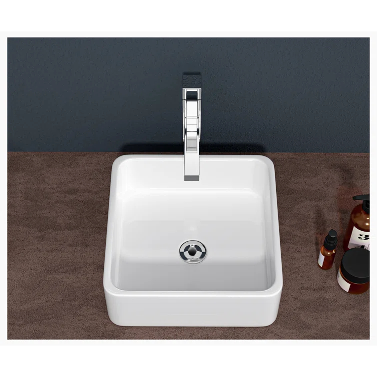 Hewei Hewei 15'' White Ceramic Square Vessel Bathroom Sink YXY829-W1243124768