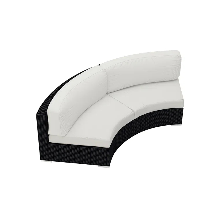 Transitional Urbana Curved Wicker Loveseat with Sunbrella Cushions