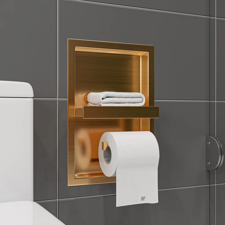 PVD Stainless Steel Recessed Toilet Paper Holder / Bathroom Niche