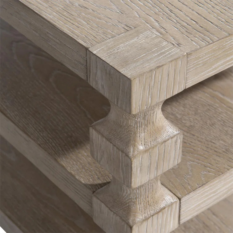 Medium Oak Rectangular Accent Table with Spindle Legs