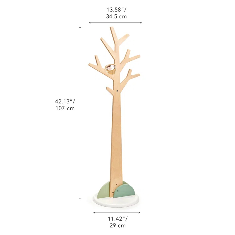 Tender Leaf Toys - Forest Coat Stand For Kids Room - High-Grade Wooden Tree Coat Rack Stand For Kids Clothing - Super Easy Assembly